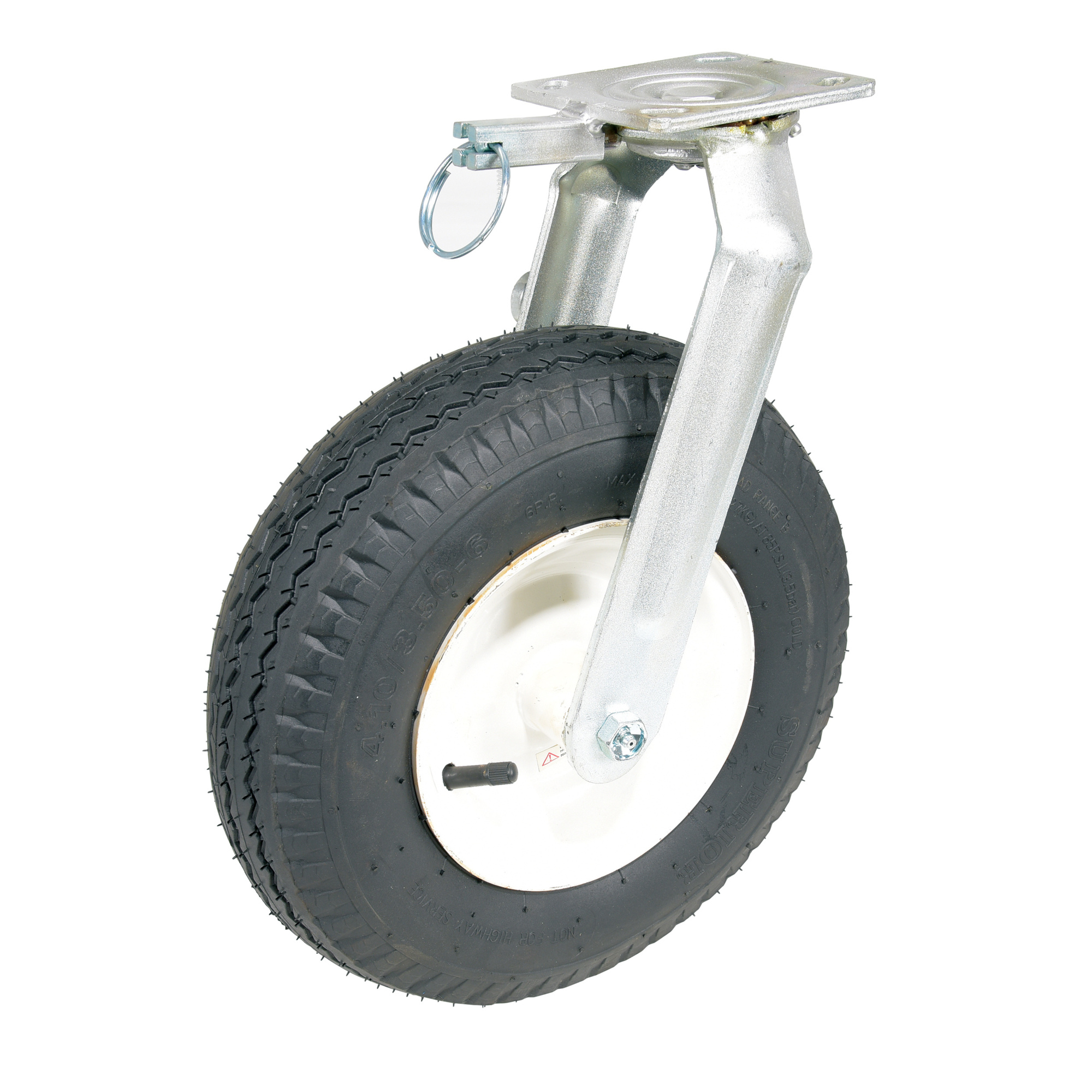 Vestil Pneumatic Swivel Caster with 4-Position Lock - 12in. Wheel Diameter, Shock Absorbing, Model# CST-PN-12X3.5-S-4L